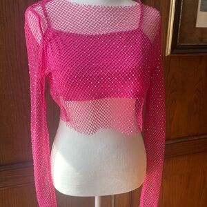 Sincerely Jules Hot Pink Mesh Crop Top
